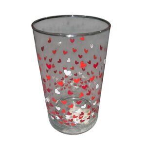 Red & White Heart Glass Vase 4 Tall Decorative Votive Jar Valentines Day Accent